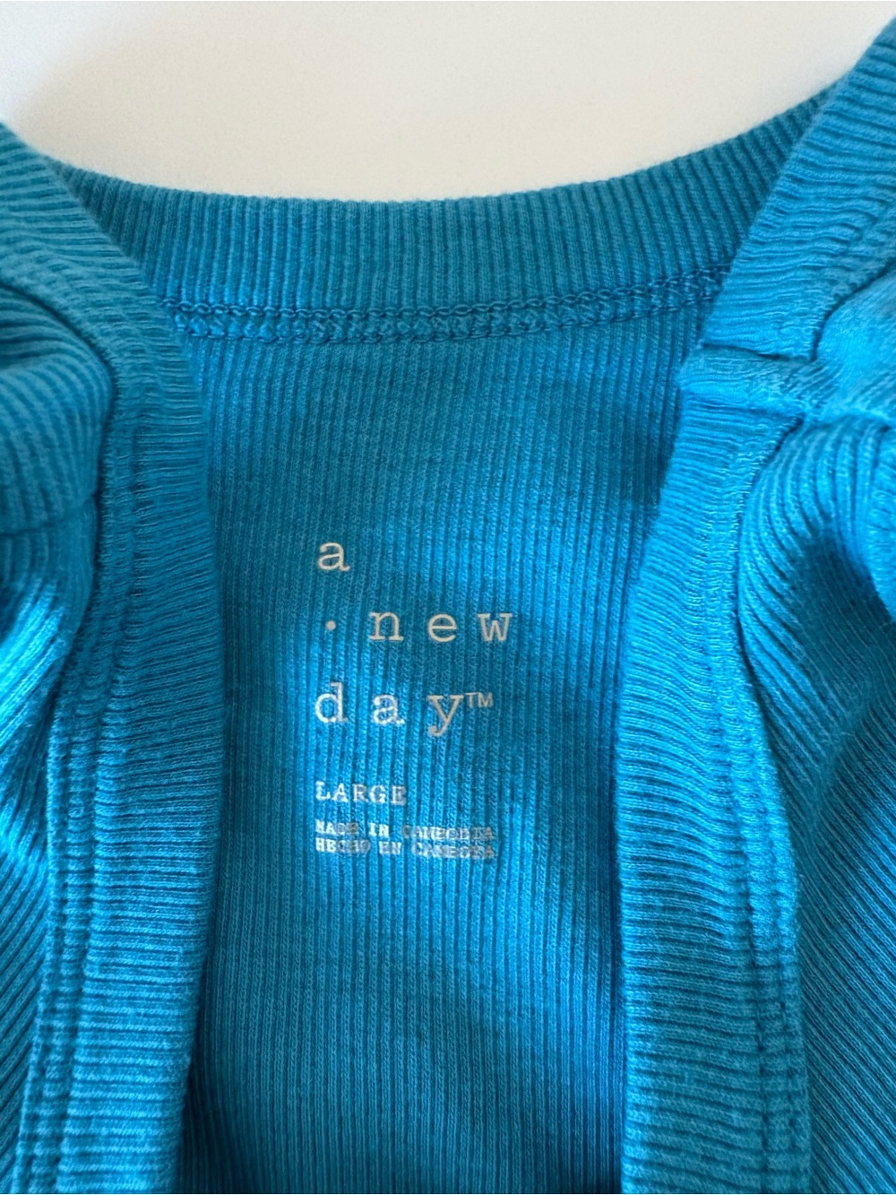 A new day Aqua Ribbed tank top Women’s Large - Picture 2 of 4